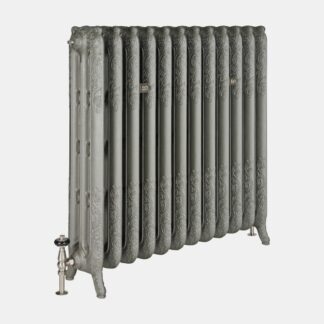 Rococo III column 970mm Castrads cast iron radiator in Soft Pewter finish